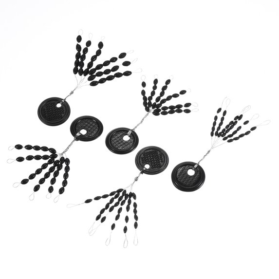 Uxcell 5 Sizes 30 in 1 Oval Shape Fishing Rubber Bobber Beads Stoppers Black 1 Set/450 Pieces