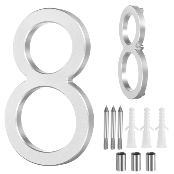 Uxcell 5" Solid Aluminum Floating House Numbers for Outside Address(Number 8, Silver)