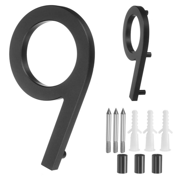 Uxcell 5" Solid Aluminum Floating House Numbers for Outside Address(Number 9, Black)