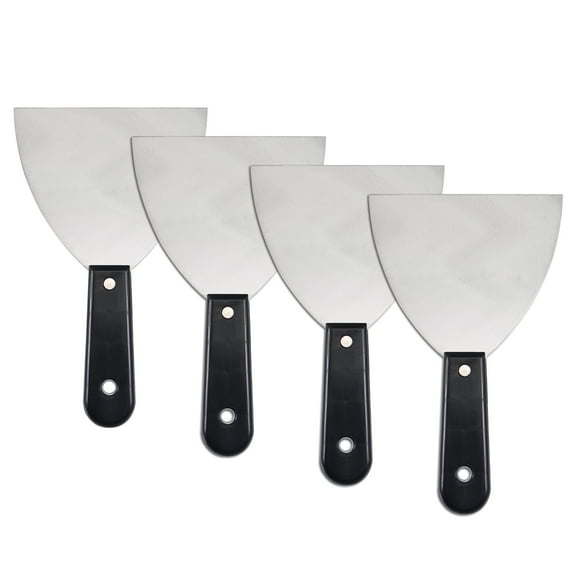 Uxcell 5" Stainless Steel Plate Black Handle Putty Scraper 4Pcs