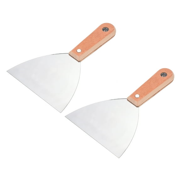 Uxcell 5" Stainless Steel Putty Knife Scraper Tool with Wooden Handle for wall Repair Paint Stripping 2 Pack