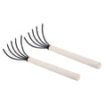 thumbnail image 1 of Uxcell 5 Tines Garden Claw Rake Hand Rake Cultivator Claw Soil Tiller with Long Wooden Handle 2 Pack, 1 of 4