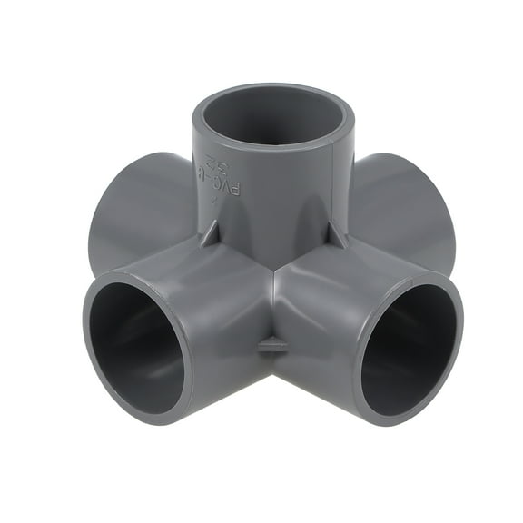 Uxcell 5-Way Elbow Pipe Fitting Furniture Grade 1-inch Size Tee Corner Fittings Gray 10Pcs