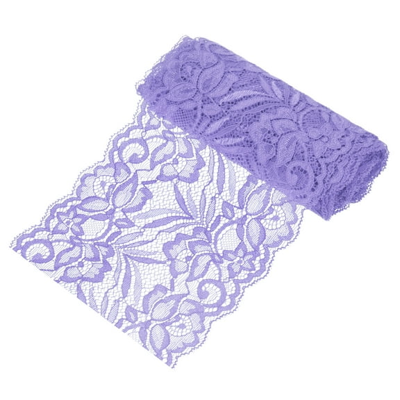 Uxcell 5-Yard 5.9 Inch Wide Elastic Lace Fabric, Ribbon Stretchy Trim Light Purple