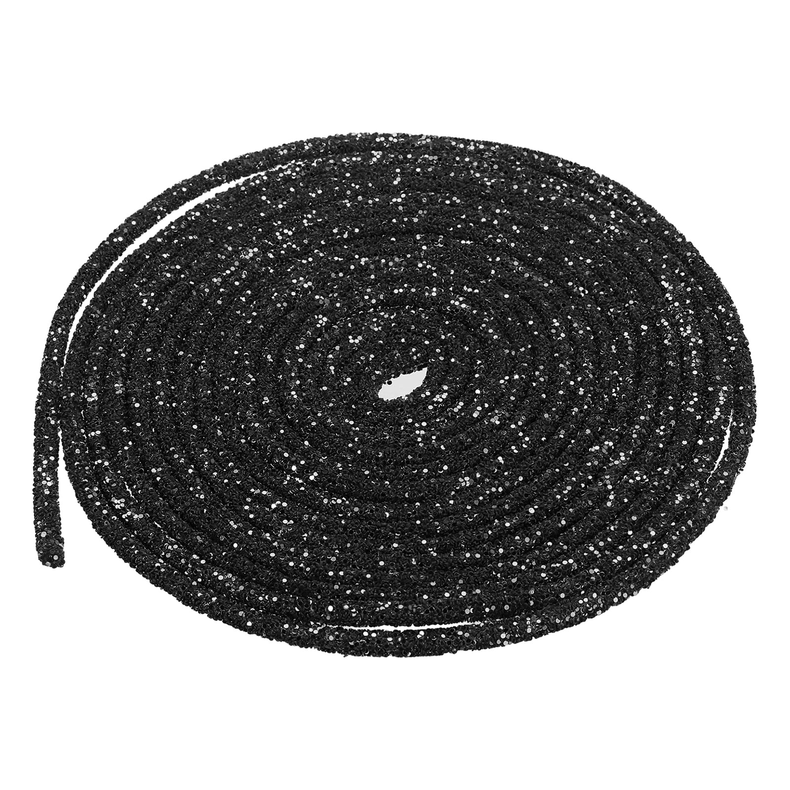 Uxcell 5 Yard 6mm 0.24 Inch Glitter Sequins Rope, 2 Pcs Sequins Rhinestone Tube Cord for DIY Wedding Dresses Costume Clothing Shoes Jewelry Accessory, Black