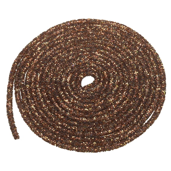 Uxcell 5 Yard 6mm 0.24 Inch Glitter Sequins Rope, 2 Pcs Sequins Rhinestone Tube Cord for DIY Wedding Dresses Costume Clothing Shoes Jewelry Accessory, Brown