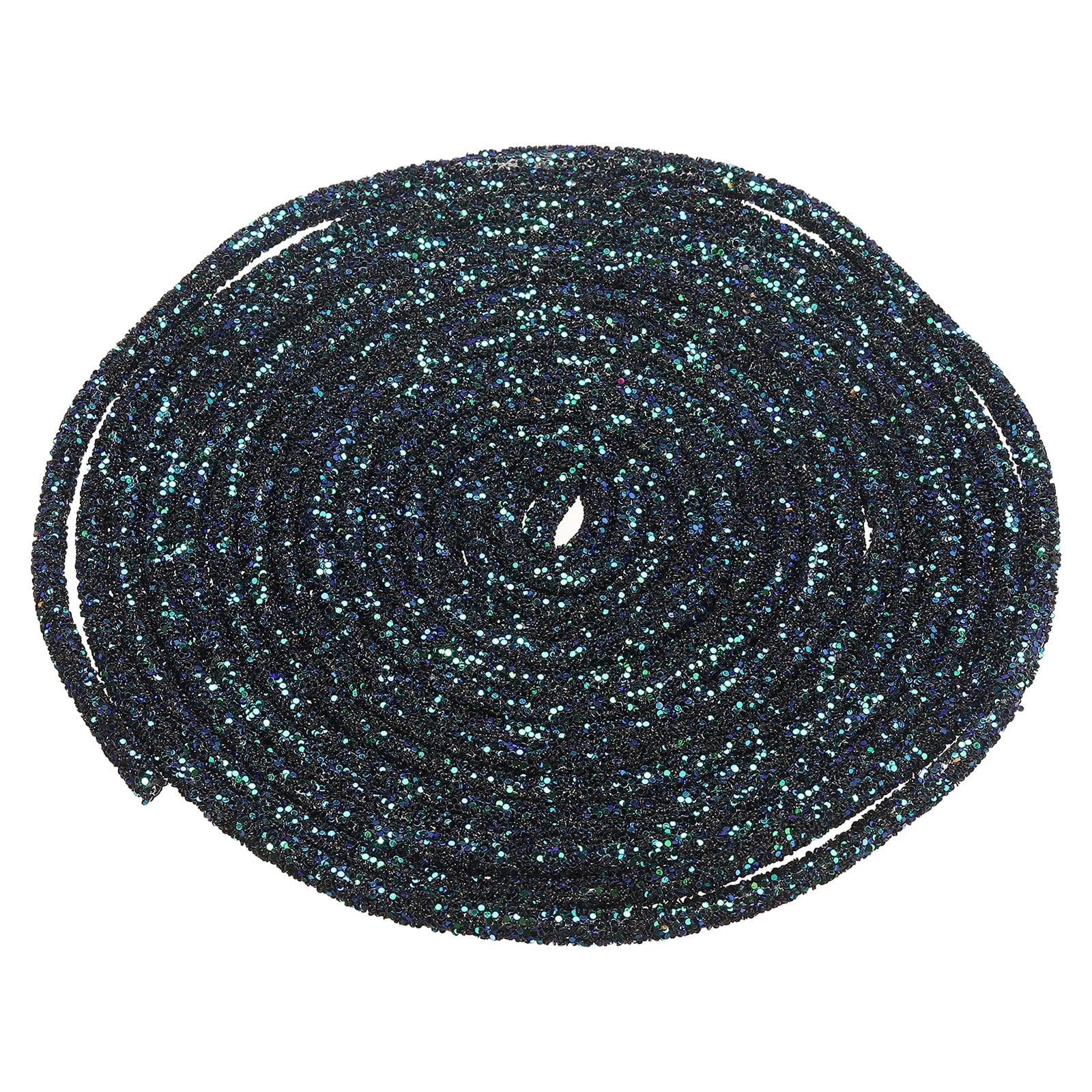 Uxcell 5 Yard 6mm 0.24 Inch Glitter Sequins Rope, 2 Pcs Sequins Rhinestone Tube Cord for DIY Wedding Dresses Costume Clothing Shoes Jewelry Accessory, Glitter Black