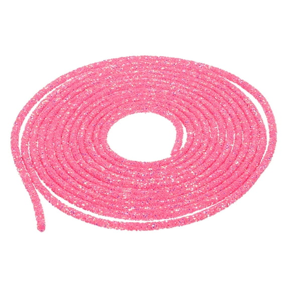 Uxcell 5 Yard 6mm Glitter Sequins Rope Sequins Rhinestone Tube Cord for DIY Clothing Jewelry Dark Pink