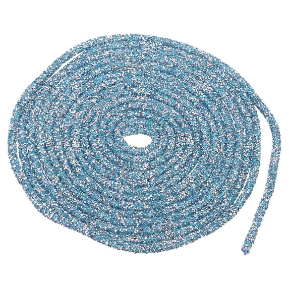 Uxcell 5 Yard 7mm Glitter Sequins Rope Sequins Rhinestone Tube Cord for DIY Clothing Jewelry Light Blue