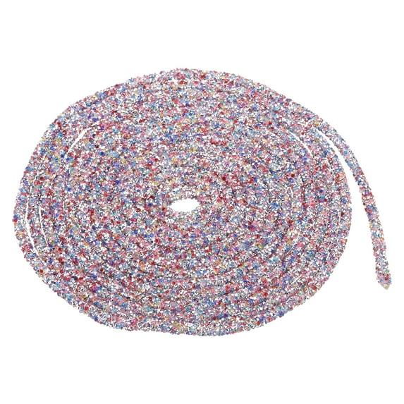 Uxcell 5 Yard 7mm Glitter Sequins Rope Sequins Rhinestone Tube Cord for DIY Clothing Jewelry Multicolored