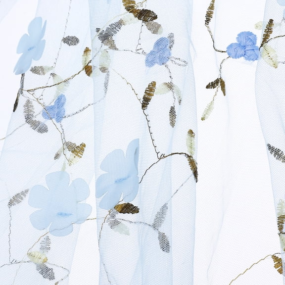 Uxcell 5 Yard Tulle Fabric 175"x51"3D Applique Flower Embroidery Mesh Lace Fabric for DIY Handmade Clothing Wedding Dress Skirt Home Curtain Decoration, Blue