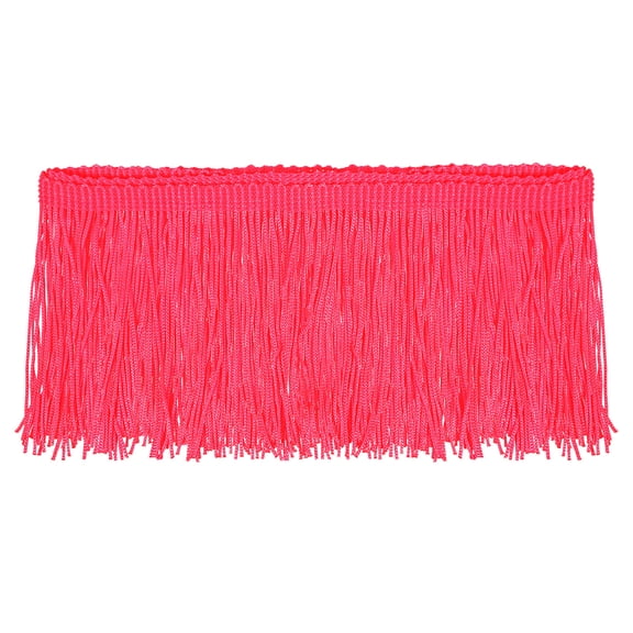 Uxcell 5 Yards 4 Inch Chainette Fringe Trim Tassel Sewing Trim for Clothes, Fluorescent Pink