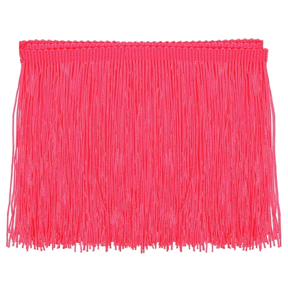 Uxcell 5 Yards 6 Inch Chainette Fringe Trim Tassel Sewing Trim for Clothes, Fluorescent Pink