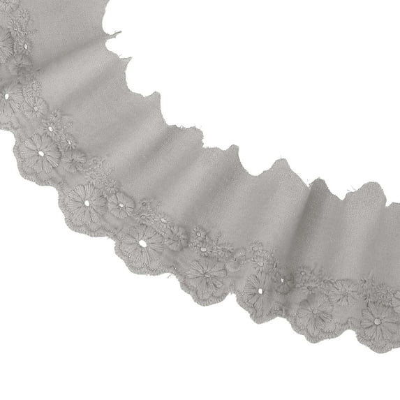Uxcell 5 Yards Eyelet Lace Trim, 2.17 Inch Floral Lace Ribbon for Sewing Cloth, Gray