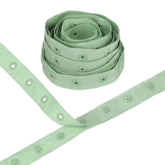 Uxcell 5 Yards Plastic Snap Buttons, Polyester Tape Hook & Eye Zipper Popper Press Stud Fastener for Sewing [Bean Green, 25mm Spacing]