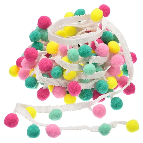 Uxcell 5 Yards Pom Pom Ball Fringe Trim Ribbon Sewing for DIY Crafts Colorful