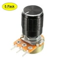 thumbnail image 1 of Uxcell 5 packs Variable Resistors Single Turn Rotary Carbon Film Taper Potentiometer, 1 of 5