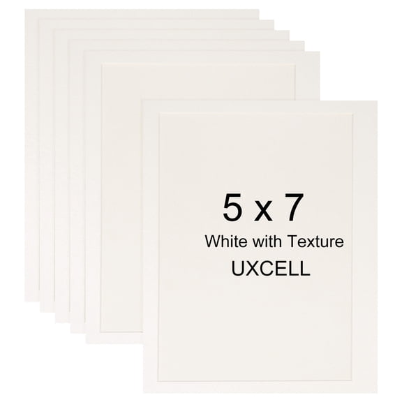 Uxcell 5 x 7" Cardboard Picture Frame, 6pcs White with Texture Photo Wall Display Paper Frame with Clear Film for Children's Drawing Artwork Display Gallery Wall Frame Exhibition