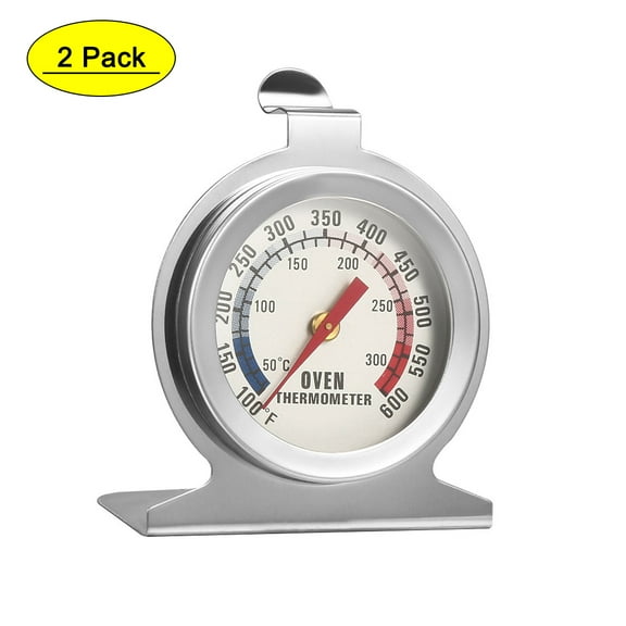 Uxcell 50-300C/100-600F Degree Scale Instant Read Oven  Thermometer Stainless Steel  Silver Tone 2 Pack