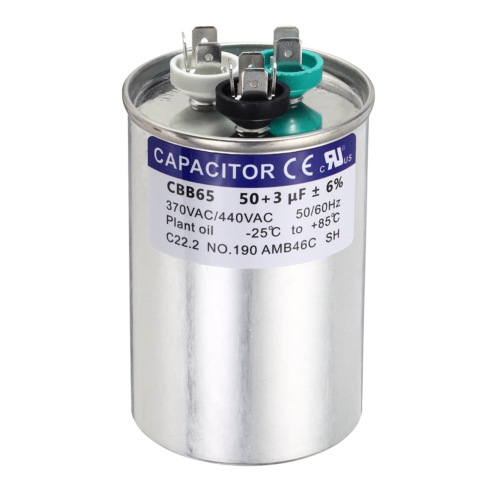 Uxcell 50+3MFD CBB65 Run Start Capacitor 50+3uF, 370/440V Round AC Capacitor for AC Motor Run, HVAC, Air Conditioner, Condenser Motors