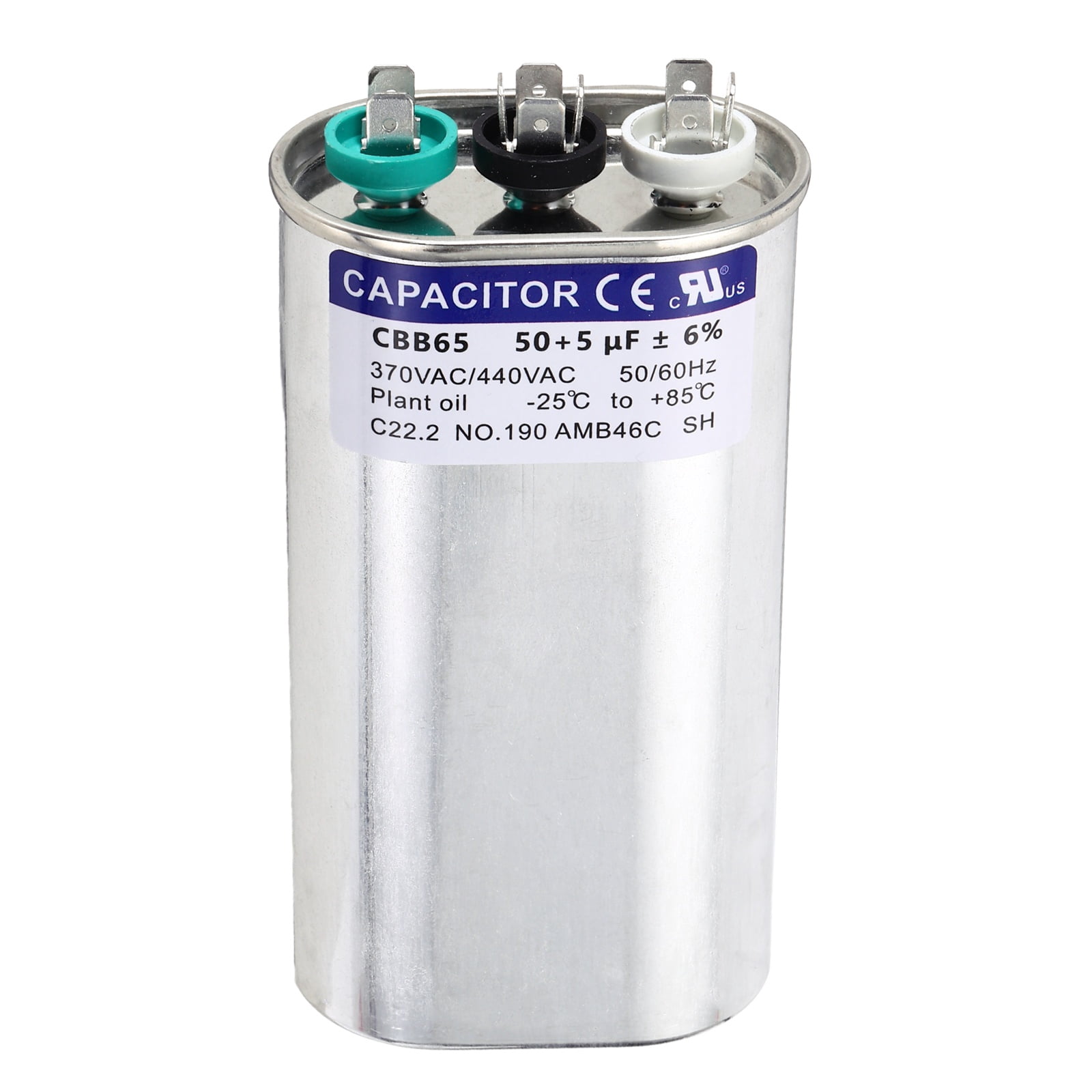 Uxcell 50+5MFD CBB65 Run Start Capacitor 50+5uF, 370/440V Oval AC Capacitor for AC Motor Run, HVAC, Air Conditioner, Condenser Motors
