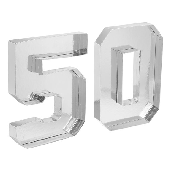 Uxcell 50 Cardboard Number Set, Paper Box Fillable Tray Container for Mache Chocolate Candy Decorations, 10" Silver