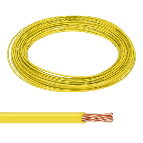 Uxcell 50 Feet 14 AWG Gauge THHN Stranded Yellow Copper Building Wire Nylon Jacket 600V for Residential,Commercial