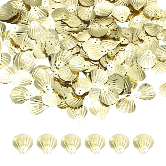 Uxcell 50 Gram Loose Sequins 18mm Seashell Sequins and Spangles with 2 Holes for Earrings Clothing Embroidery Sewing DIY Art Crafts Supplies, Light Gold