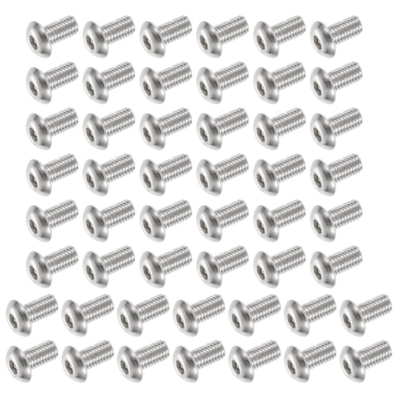 Uxcell 50 PCS #10-32 UNF x 3/8 Inch Button Head Socket Cap Screw Hex Bolt Silver