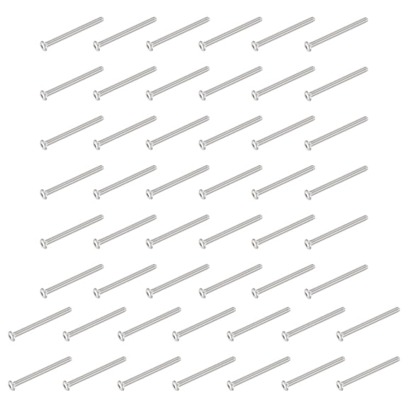 Uxcell 50 PCS #2-56 UNF x 1 Inch Button Head Socket Cap Screw Hex Bolt Silver