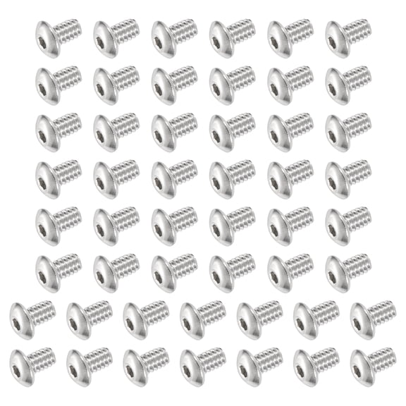 Uxcell 50 PCS #4-40 UNF x 3/16 Inch Button Head Socket Cap Screw Hex Bolt Silver