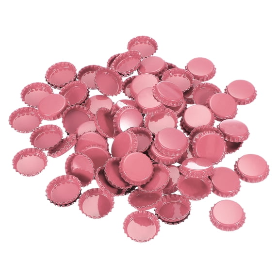 Uxcell Bottle Caps for Crafts Double Sided Printing Metal Bottle Caps Bulk for DIY Craft Embellishments Pink
