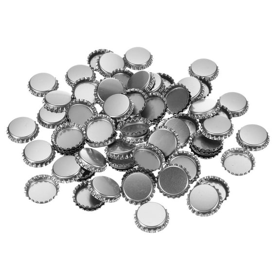 Uxcell 50 PCS Bottle Caps for Crafts, 1 Inch Double Sided Printing Metal Bottle Caps Bulk Flattened Charm for DIY Craft, Silver Tone