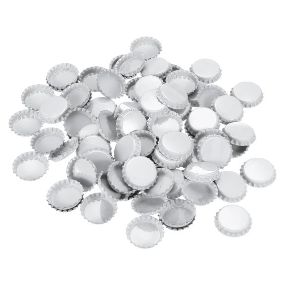 Uxcell Bottle Caps for Crafts Double Sided Printing Metal Bottle Caps Bulk for DIY Craft Embellishments White