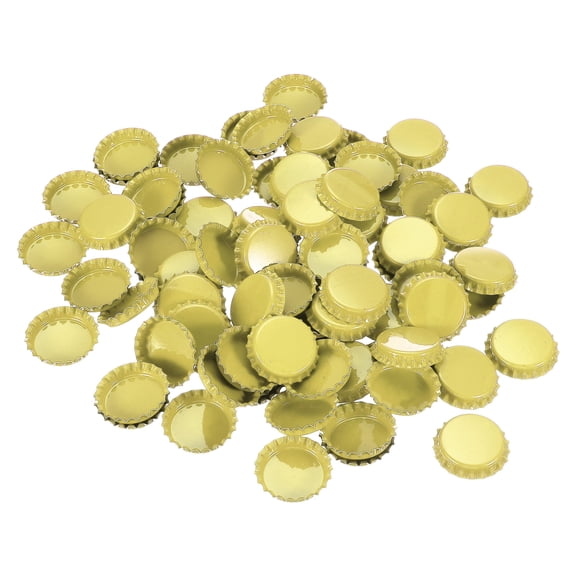 Uxcell Bottle Caps for Crafts Double Sided Printing Metal Bottle Caps Bulk for DIY Craft Embellishments Yellow