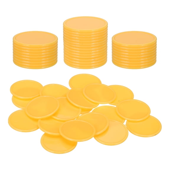 Uxcell 50 Pack 1.5 Inch Plastic Poker Chips, Mini Bingo Chips Learning Counters Counting Counters Disks Markers Opaque Game Tokens for Game Play Math Counting, Light Yellow