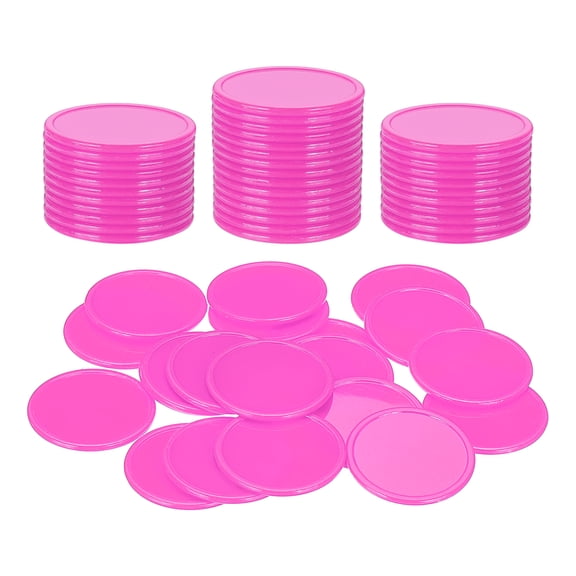Uxcell 50 Pack 1.5 Inch Plastic Poker Chips, Mini Bingo Chips Learning Counters Counting Counters Disks Markers Opaque Game Tokens for Game Play Math Counting, Pink