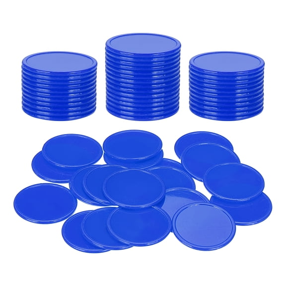 Uxcell 50 Pack 1.5 Inch Plastic Poker Chips, Mini Bingo Chips Learning Counters Counting Counters Disks Markers Opaque Game Tokens for Game Play Math Counting, Blue