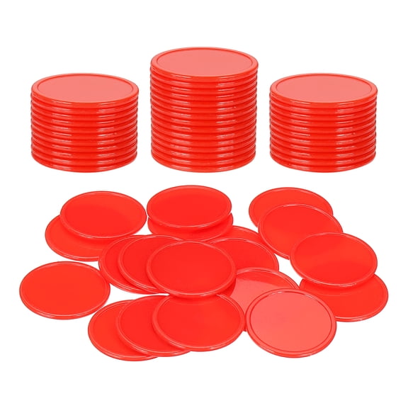 Uxcell 50 Pack 1.5 Inch Plastic Poker Chips, Mini Bingo Chips Learning Counters Counting Counters Disks Markers Opaque Game Tokens for Game Play Math Counting, Red