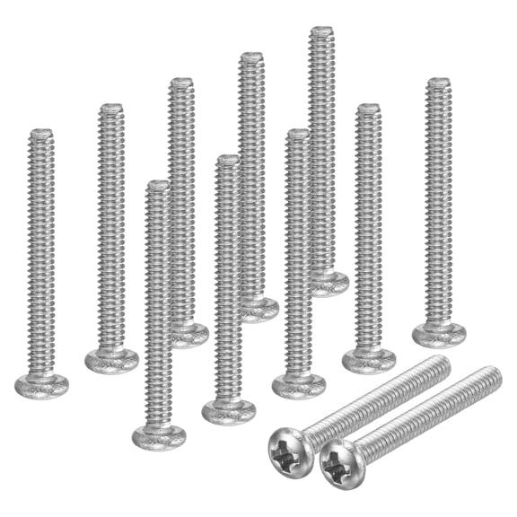 Uxcell 50-Pack 2-56x3/4 Pan Head Machine Screws 304 Stainless Steel Cross Head Fully Threaded Bolts for Furniture Silver