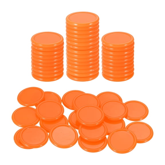 Uxcell 50 Pack 20mm Plastic Poker Chips, Mini Bingo Chips Learning Counters Counting Counters Disks Markers Opaque Game Tokens for Game Play Math Counting, Orange