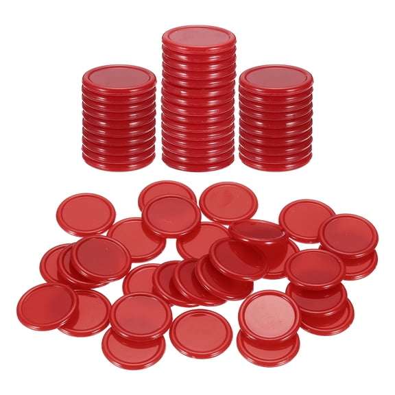 Uxcell 50 Pack 20mm Plastic Poker Chips, Mini Bingo Chips Learning Counters Counting Counters Disks Markers Opaque Game Tokens for Game Play Math Counting, Red