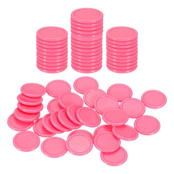 Uxcell 50 Pack 20mm Plastic Poker Chips, Mini Bingo Chips Learning Counters Counting Counters Disks Markers Opaque Game Tokens for Game Play Math Counting, Pink
