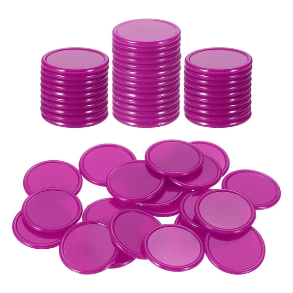 Uxcell 50 Pack 25mm Plastic Poker Chips, Mini Bingo Chips Learning Counters Counting Counters Disks Markers Opaque Game Tokens for Game Play Math Counting, Rose Red