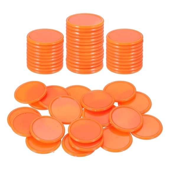 Uxcell 50 Pack 25mm Plastic Poker Chips, Mini Bingo Chips Learning Counters Counting Counters Disks Markers Opaque Game Tokens for Game Play Math Counting, Orange