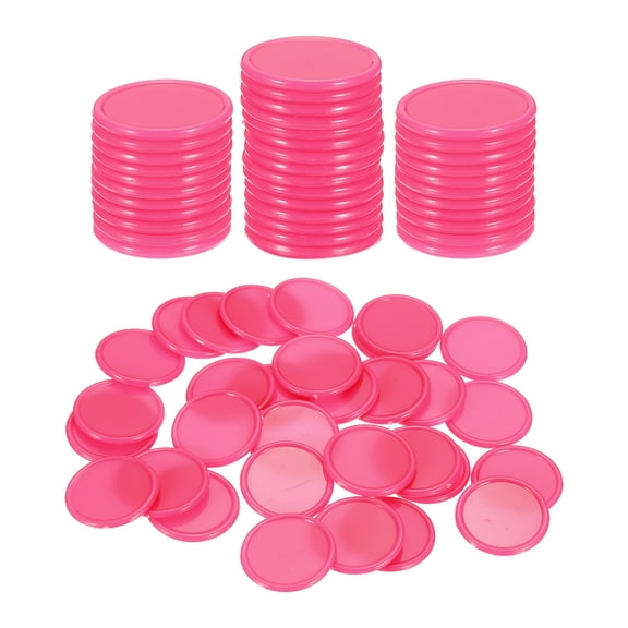 Uxcell 50 Pack 25mm Plastic Poker Chips, Mini Bingo Chips Learning Counters Counting Counters Disks Markers Opaque Game Tokens for Game Play Math Counting, Pink