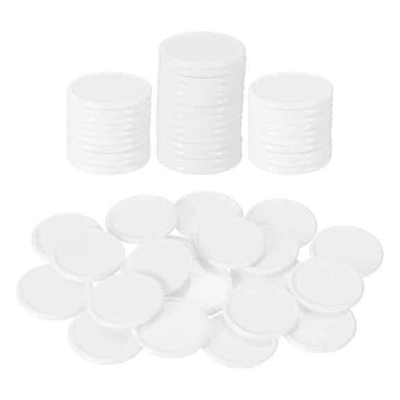Uxcell 50 Pack 25mm Plastic Poker Chips, Mini Bingo Chips Learning Counters Counting Counters Disks Markers Opaque Game Tokens for Game Play Math Counting, White