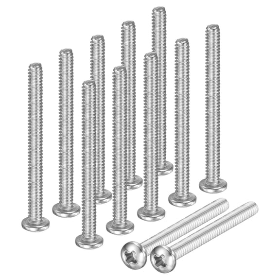 Uxcell 50-Pack 4-40x1-1/4 Pan Head Machine Screws 304 Stainless Steel Cross Head Fully Threaded Bolts for Furniture Silver