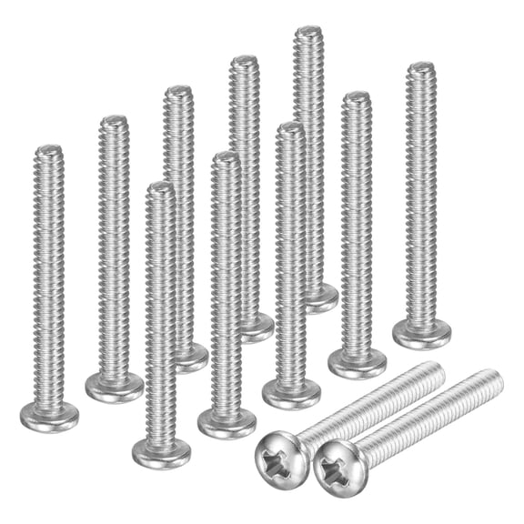 Uxcell 50-Pack 4-40x1 Pan Head Machine Screws 304 Stainless Steel Cross Head Fully Threaded Bolts for Furniture Silver