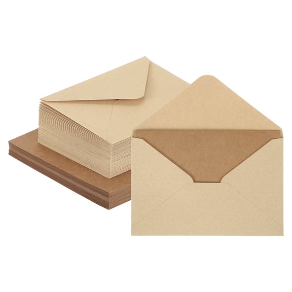 Uxcell 50 Pack 5.9x7.9" Blank Cardstock Paper with Envelope, Natural Card Stock Bulk Thick Folded Heavy Cardstock Paper for Printer DIY Cards Greeting Gift Wedding Postcards